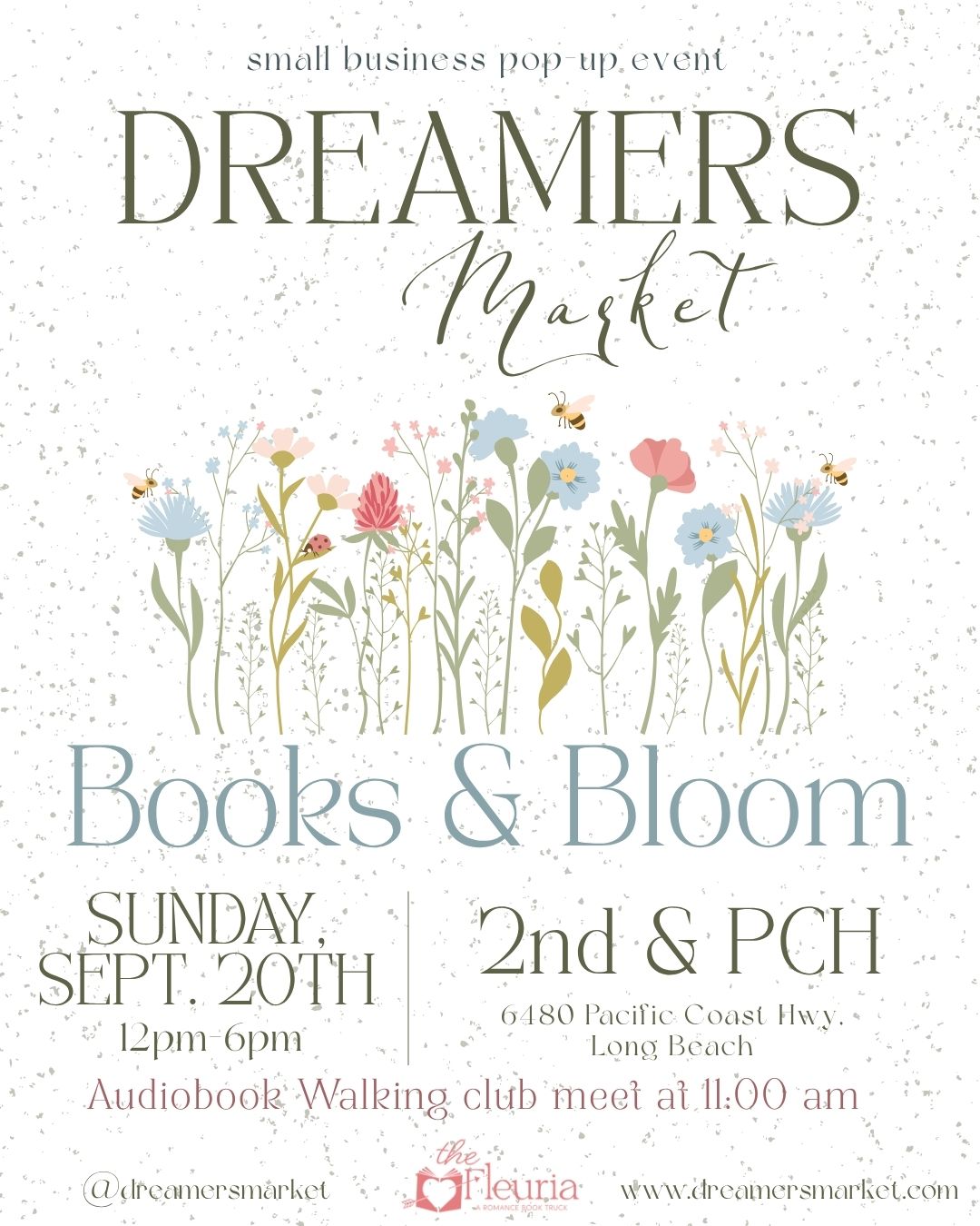 Event flyer for Books and Blooms - September 20th