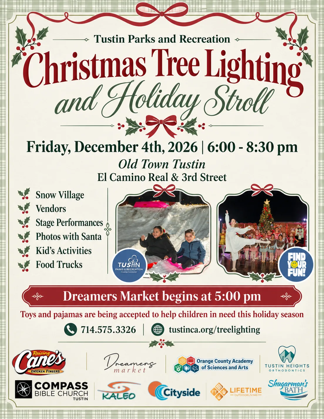 Event flyer for Christmas Tree Lighting Event - December 4th